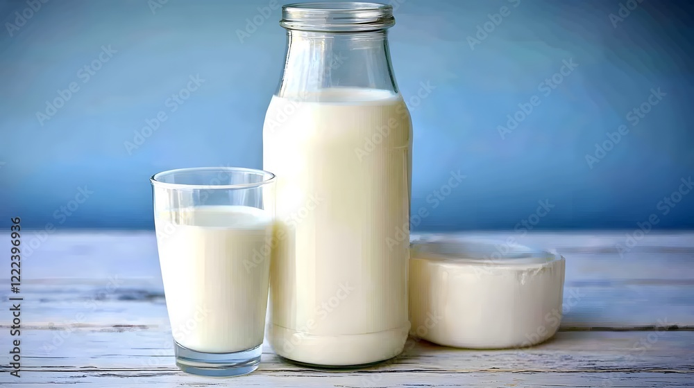 Fresh Milk Bottle Glass Dairy Products Studio Shot Fresh Milk Bottle Glass Dairy Products Studio Shot