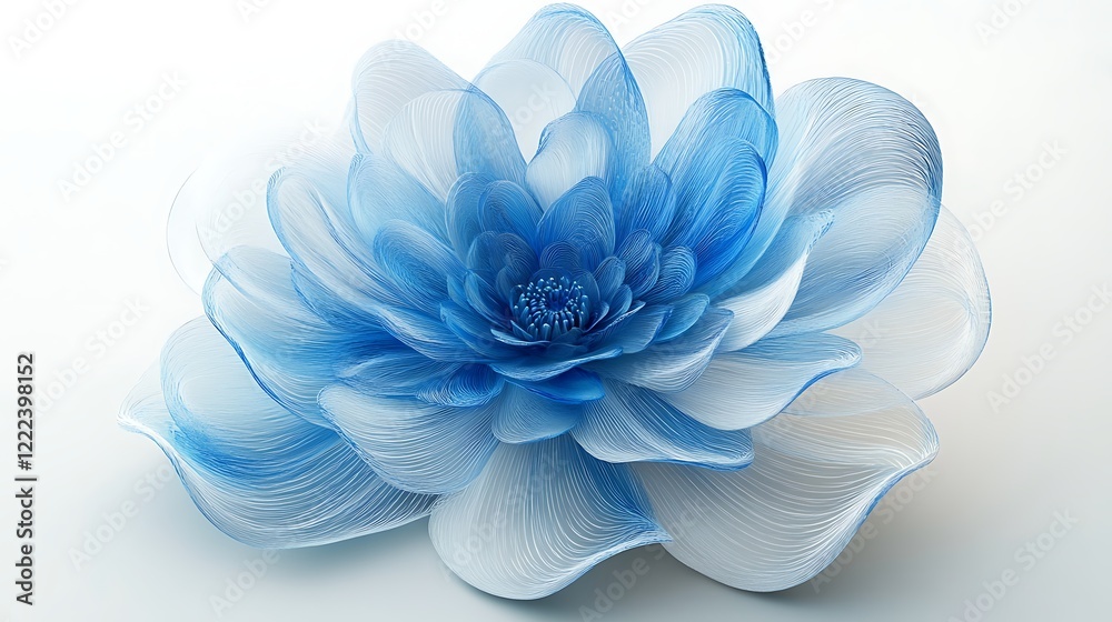 Obraz premium 3D render of an abstract blue and white flower background