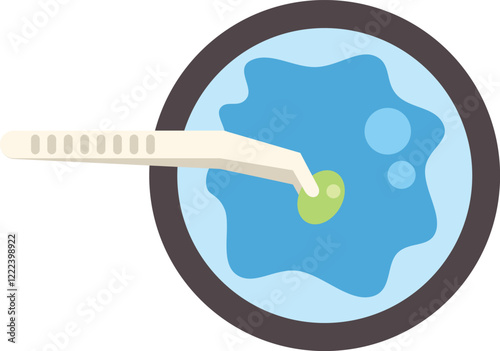 Illustration of a scientist holding a sample in a tweezers over petri dish for a medical research