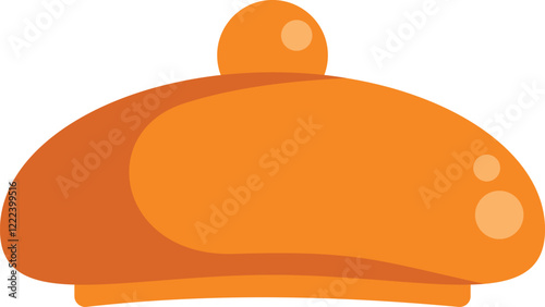 This cartoon illustration of a classic orange french beret is perfect for projects related to fashion, france, or art