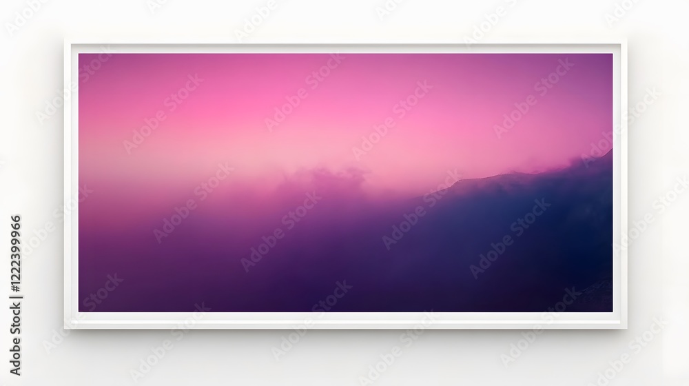 Fototapeta premium Dreamlike Pink Purple Mountain Mist Landscape