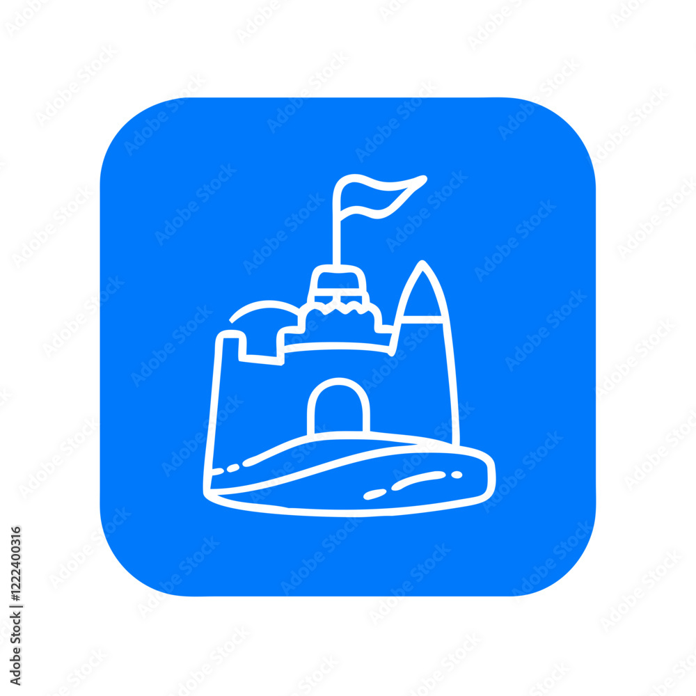 Sandcastle illustration on bright blue background for World Water Day concept
Sandcastle illustration on bright blue background for World Water Day concept