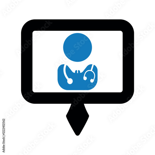 Online doctor laptop icon.