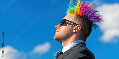 business executive with colorful mohawk  photo