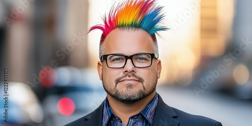 business executive with colorful mohawk  photo