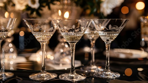 Wallpaper Mural A sophisticated black-tie event setup with elegant martinis and champagne cocktails in crystal glassware 2 Torontodigital.ca