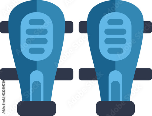 Pair of blue shin guards, essential sports equipment providing safety and protection for legs during various physical activities