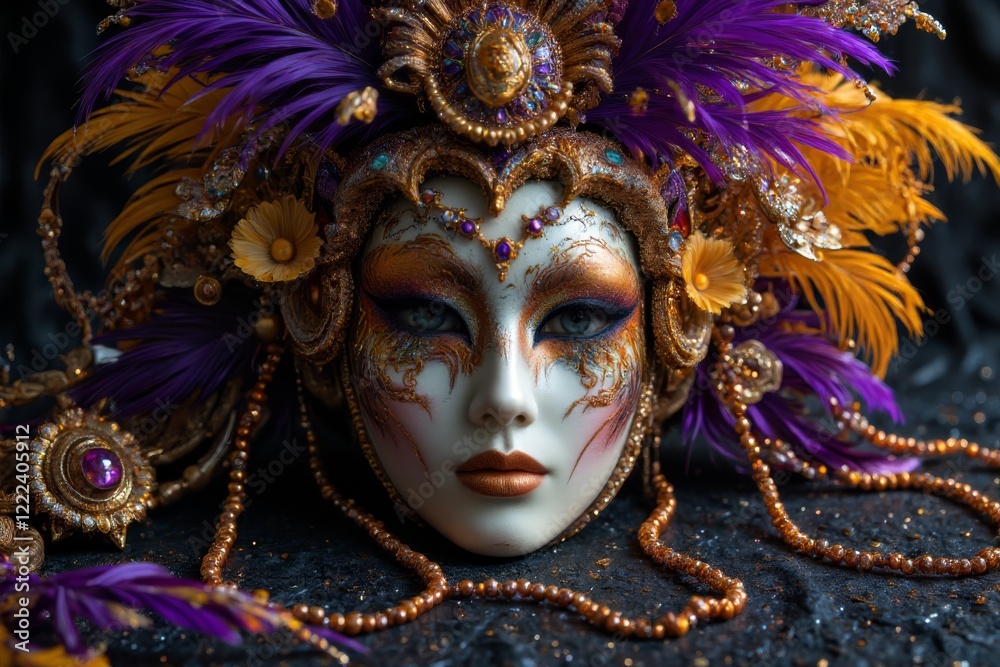 Mardi Gras carnival mask with colorful beads. Mardi Gras carnival mask with colorful beads.