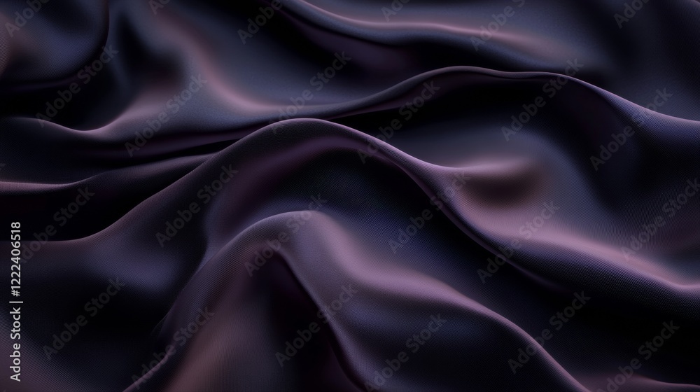 Fototapeta premium Black background with burgundy satin cloth, elegant fabric texture. Abstract dark backdrop for design and decoration.