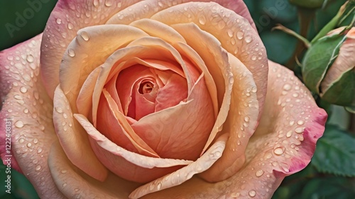 Pink rose with water drops Ai generated