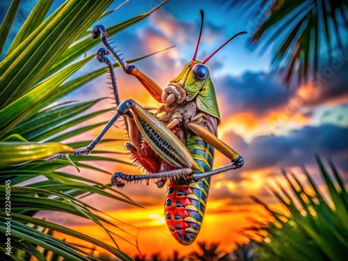 A surreal lubber grasshopper sheds its skin, a captivating Central Florida backyard moment.