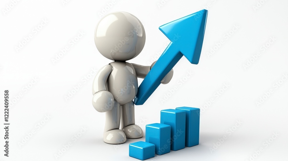This image depicts a stylish figure demonstratively pointing to a graph with blocks, embodying the concept of growth in performance and productivity. This image depicts a stylish figure demonstratively pointing to a graph with blocks, embodying the concept of growth in performance and productivity.