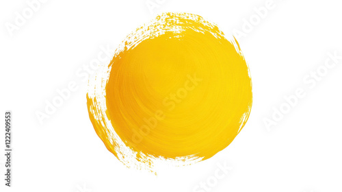 Yellow paint geometric circle shape brush on transparent background