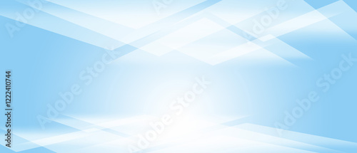 Tableau sur toile Abstract light blue background with geometric triangles overlay and copy space
