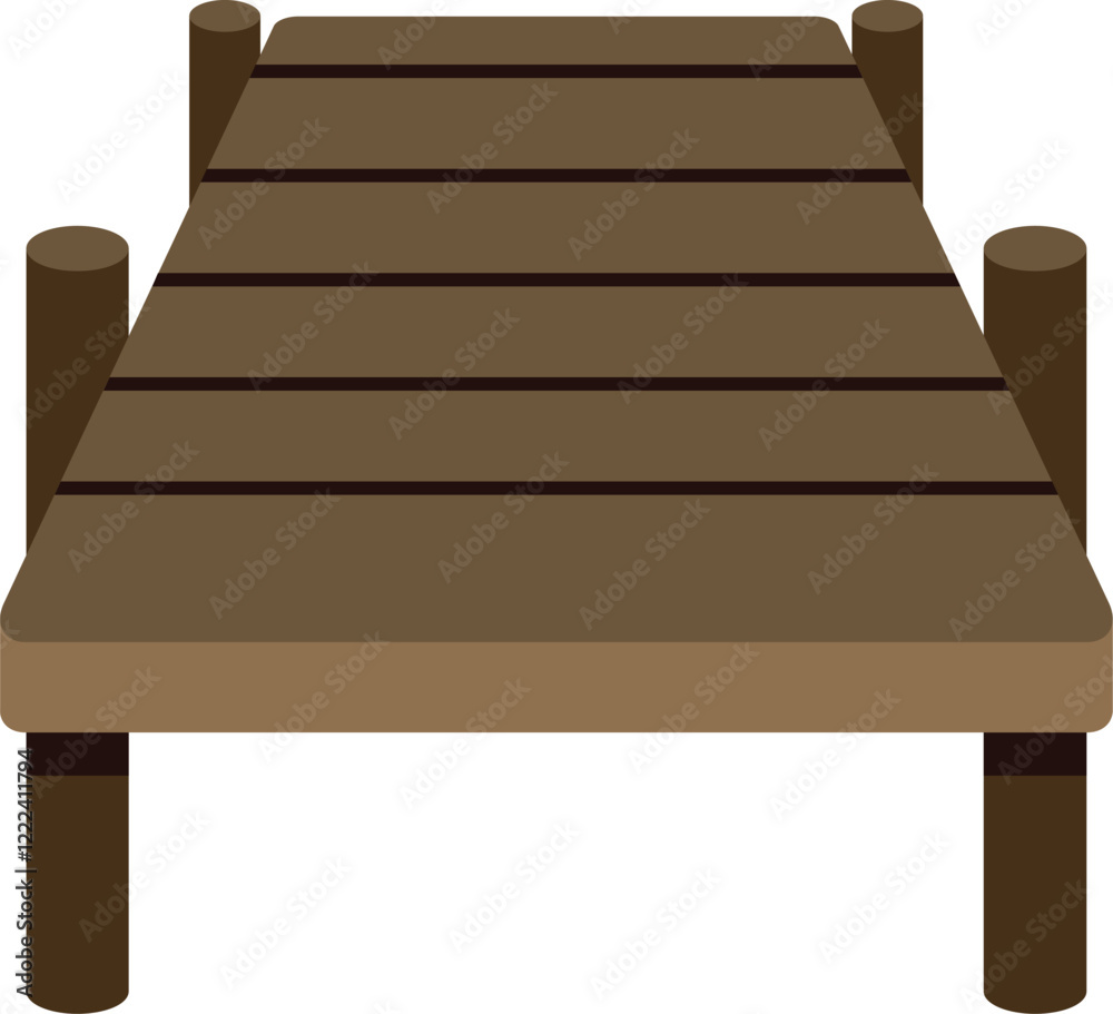 Simple wooden pier extending over a body of water, perfect for projects involving relaxation or waterfront living