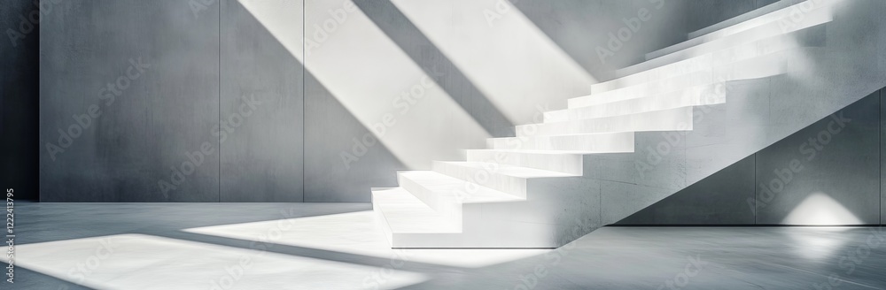 Fototapeta premium Abstract white background with diagonal lines and shadows, creating an elegant and minimalist design for a banner or cover.