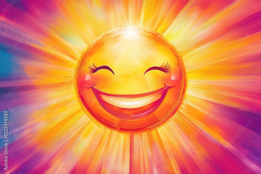 A smiling sun with a happy face