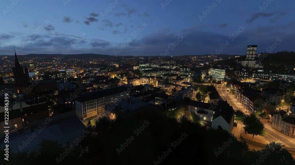 Nighttime Cityscape Illuminating Buildings and Streets Nighttime Cityscape Illuminating Buildings and Streets