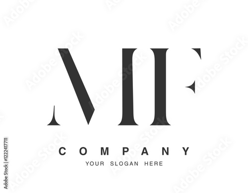 MF logo design. Initial letter m and f serif font style. Creative classic company name typography. Trendy logotype or identity.