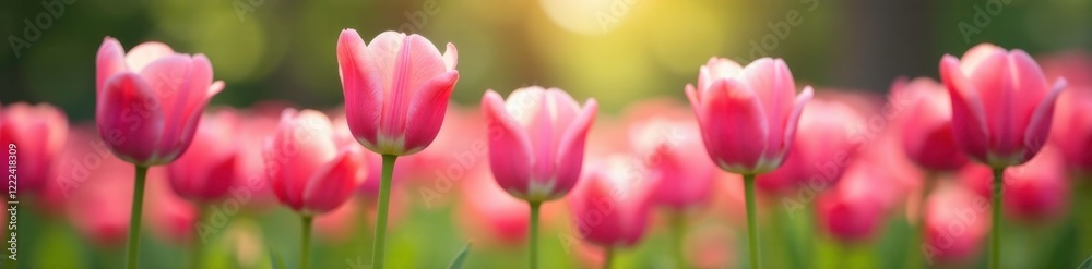 Pink tulips swaying gently in spring garden breeze, Nature, Pink Pink tulips swaying gently in spring garden breeze, Nature, Pink