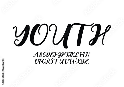 Youth Font for logo and headline. Isolated vector typeset