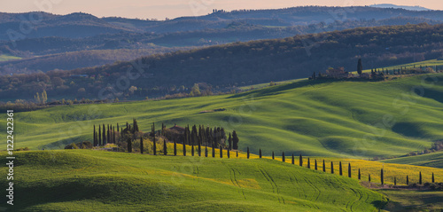 Obraz na płótnie Italy,Tuscany-Val d'Orcia: rolling hills among vineyards and medieval villages w salonie
