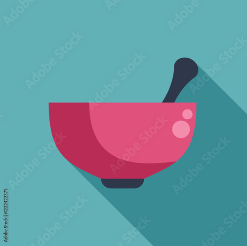 Pink bowl containing ingredients being mixed with a spoon, representing cooking, baking, or food preparation