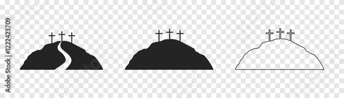Cross symbol. Three crosses. Calvary. Vector.