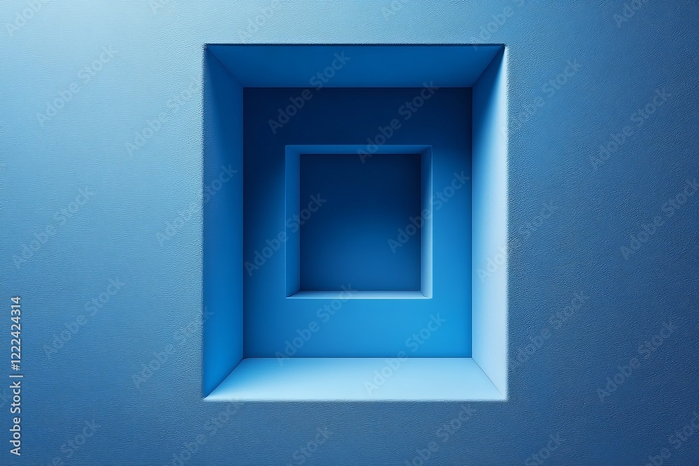 Blue recessed display shelf, empty space Blue recessed display shelf, empty space