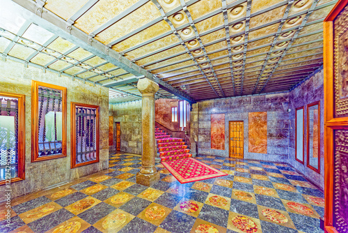 Barcelona. Inside Palace of Guell (Palau Guell) Gothic Quarter.