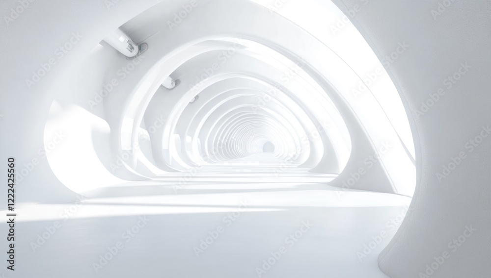 Fototapeta premium Abstract White Architectural Tunnel: A Vision of Modern Design and Infinite Space
