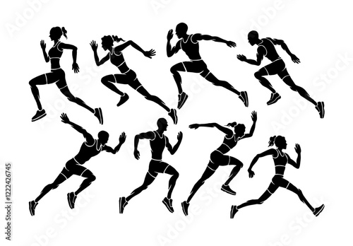Wallpaper Mural Set of running men and women isolated silhouettes illustration	
 Torontodigital.ca