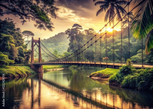 Vintage travel photos capture Sri Lanka's beauty: Mahaweli bridge & Peradeniya Botanical Gardens. photo