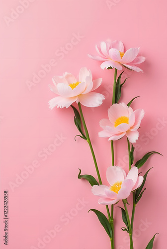 Luxurious pink peonies on a soft pink background.