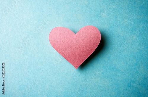 Valentine's Day background with pink paper hearts on a pastel-colored surface
