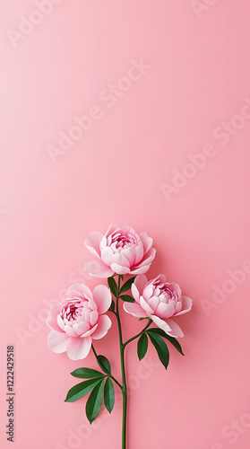 Luxurious pink peonies on a soft pink background.