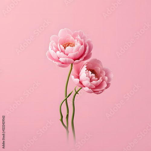 Luxurious pink peonies on a soft pink background.
