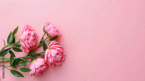 Luxurious pink peonies on a soft pink background.