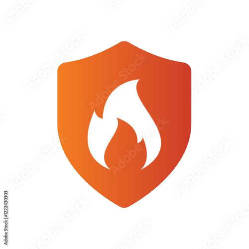 Heat resistant or fire proof shield vector label. Fireproof, hot temperatures suitable material icon.