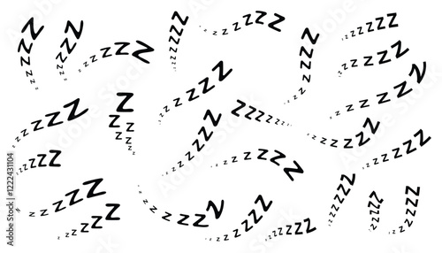 Zzz sleep snore text. night sleepy noise sound collection. black signs. lettering zzzz doodle style. snore sleeping icons. comic text signs of dream. relax and nap