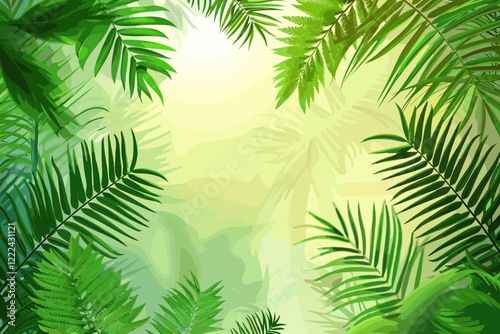 Green Tropical Fern Leaf Background for Nature Themed Design Projects