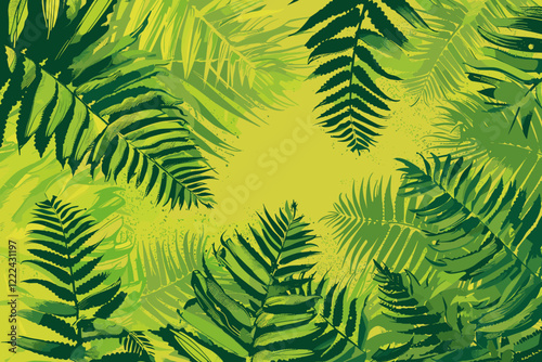 Green Tropical Fern Leaf Background for Nature Themed Design Projects