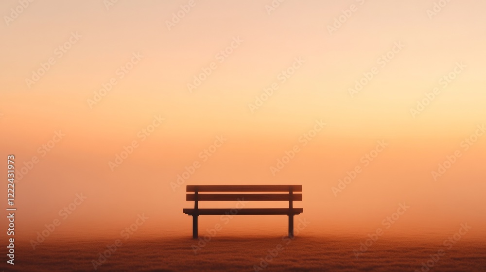 Serene Reflection Rustic Wooden Bench in Misty Sunrise Park for Mindful Outdoor Advertising and Eco-Friendly Urban Design Serene Reflection Rustic Wooden Bench in Misty Sunrise Park for Mindful Outdoor Advertising and Eco-Friendly Urban Design