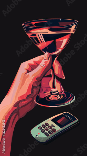 Hand Holding Cocktail Glass and Car Remote Highlighting the Risks of Drunk Driving