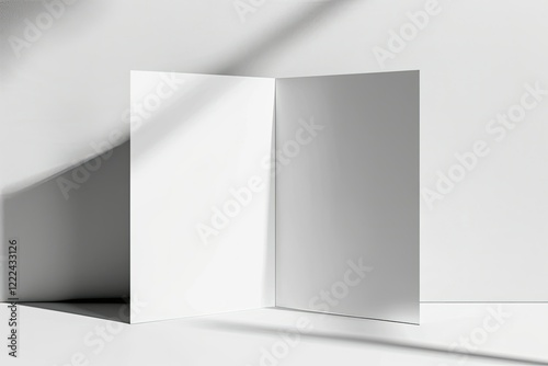 Ultra Hd Visual of Blank White Brochure Mockup, Back Side View Leaflet Cover Presentation photo