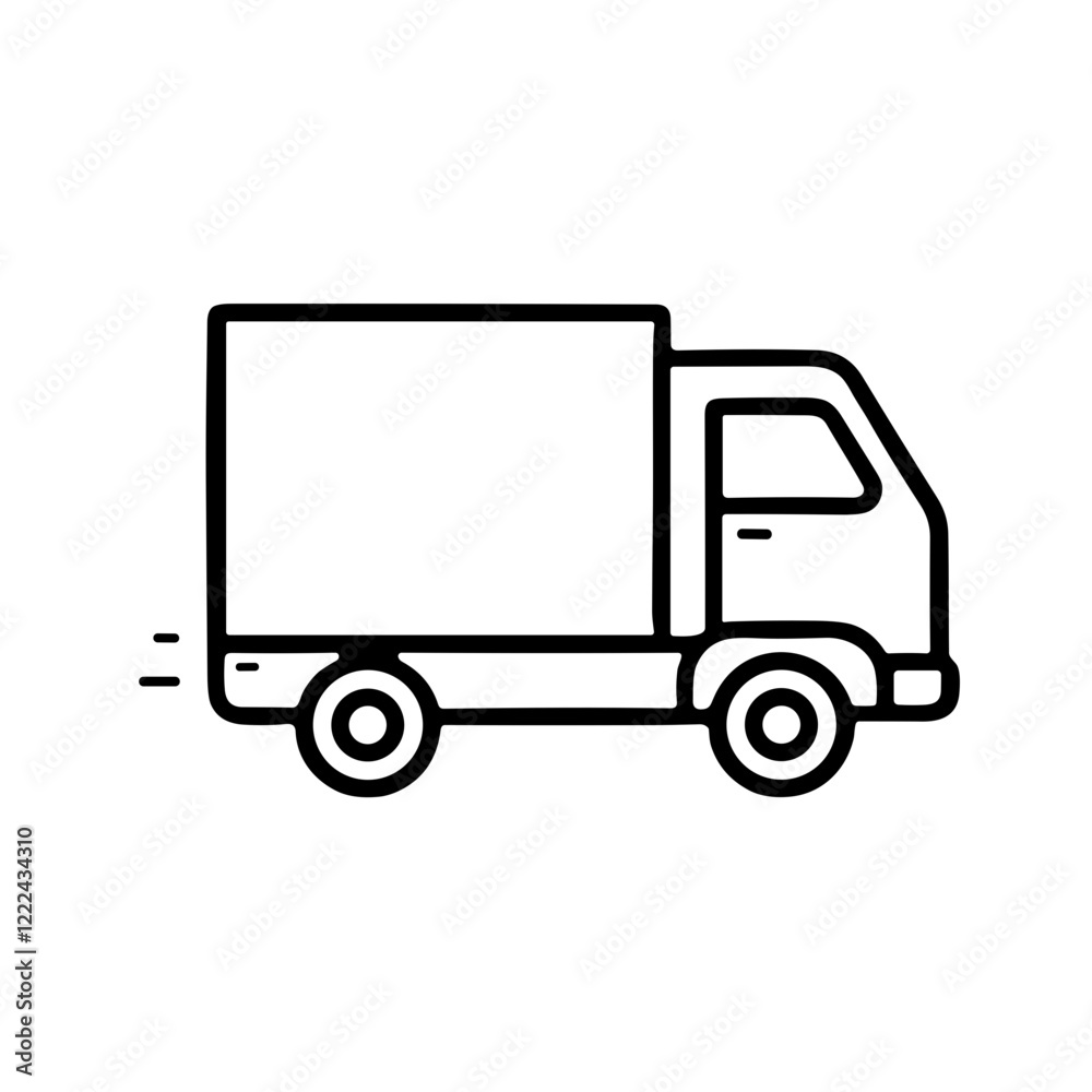 Delivery truck icon in minimalist black and white style. Delivery truck icon in minimalist black and white style.