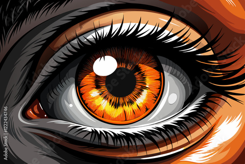 Hyper-Realistic Amber Eye Macro in Dramatic Cinematic Style