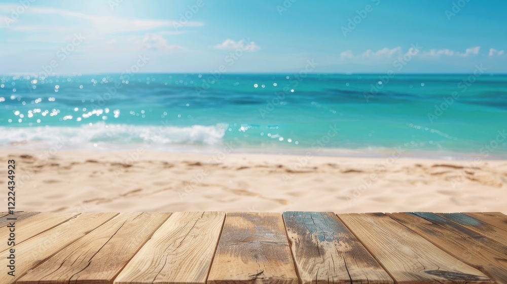 Fototapeta premium Beachfront Serenity Ocean Waves Tropical Paradise Sunlit Views