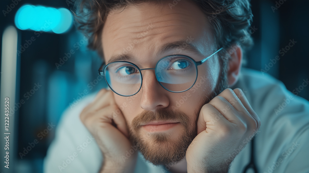 man face with eye glasses looking thoughtful face medical uniform doctor healthcare global health community_13 lines 2x man face with eye glasses looking thoughtful face medical uniform doctor healthcare global health community_13 lines 2x