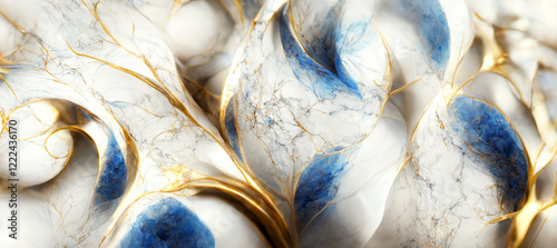 Fototapeta Naklejka Na Ścianę i Meble -  Abstract marble texture with blue and gold veining